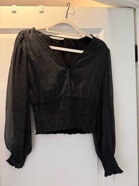 Abercrombie & Fitch Black Blouse with White Dot Print